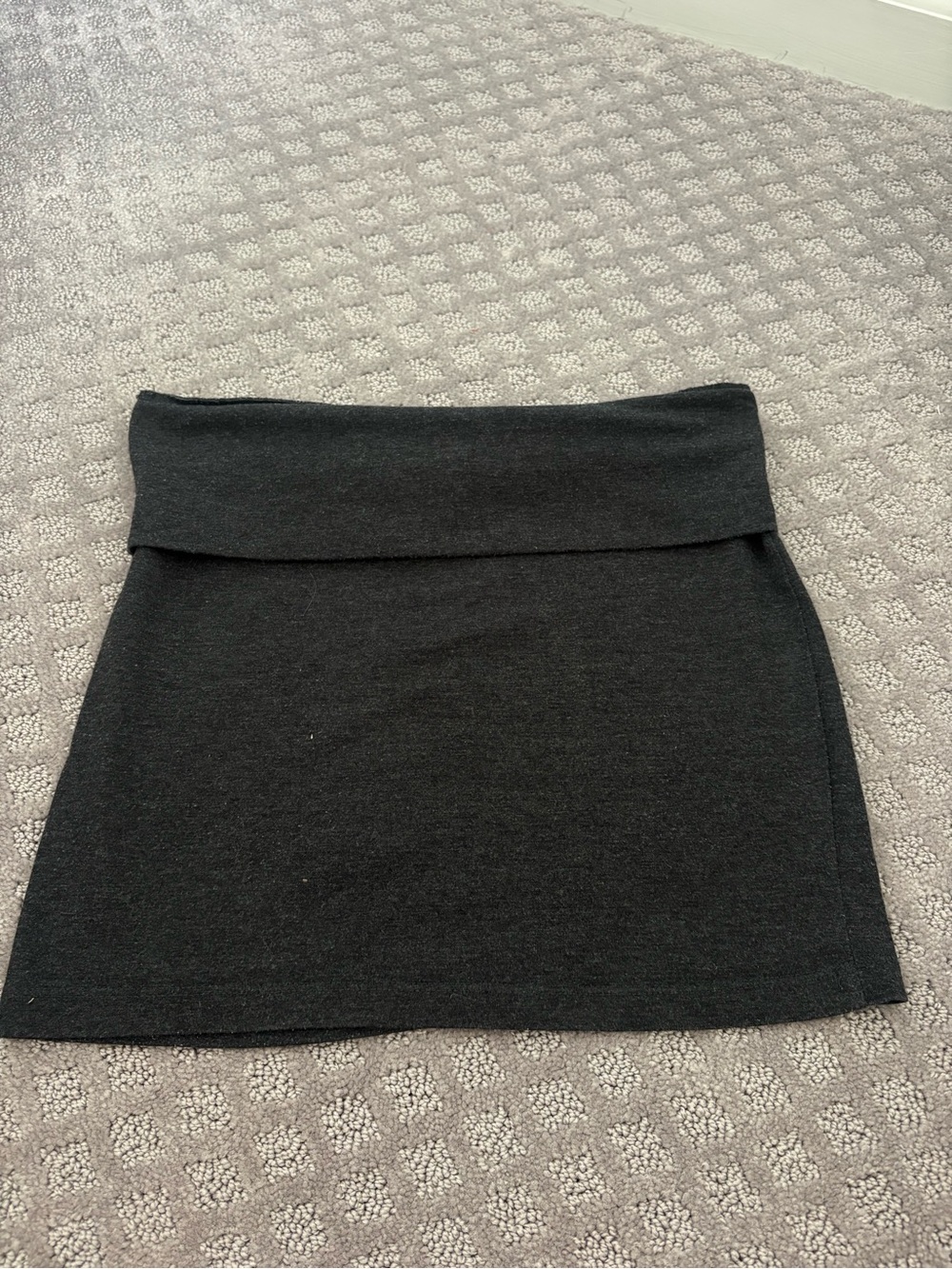 Black/Dark Grey Fold-Over Mini Skirt